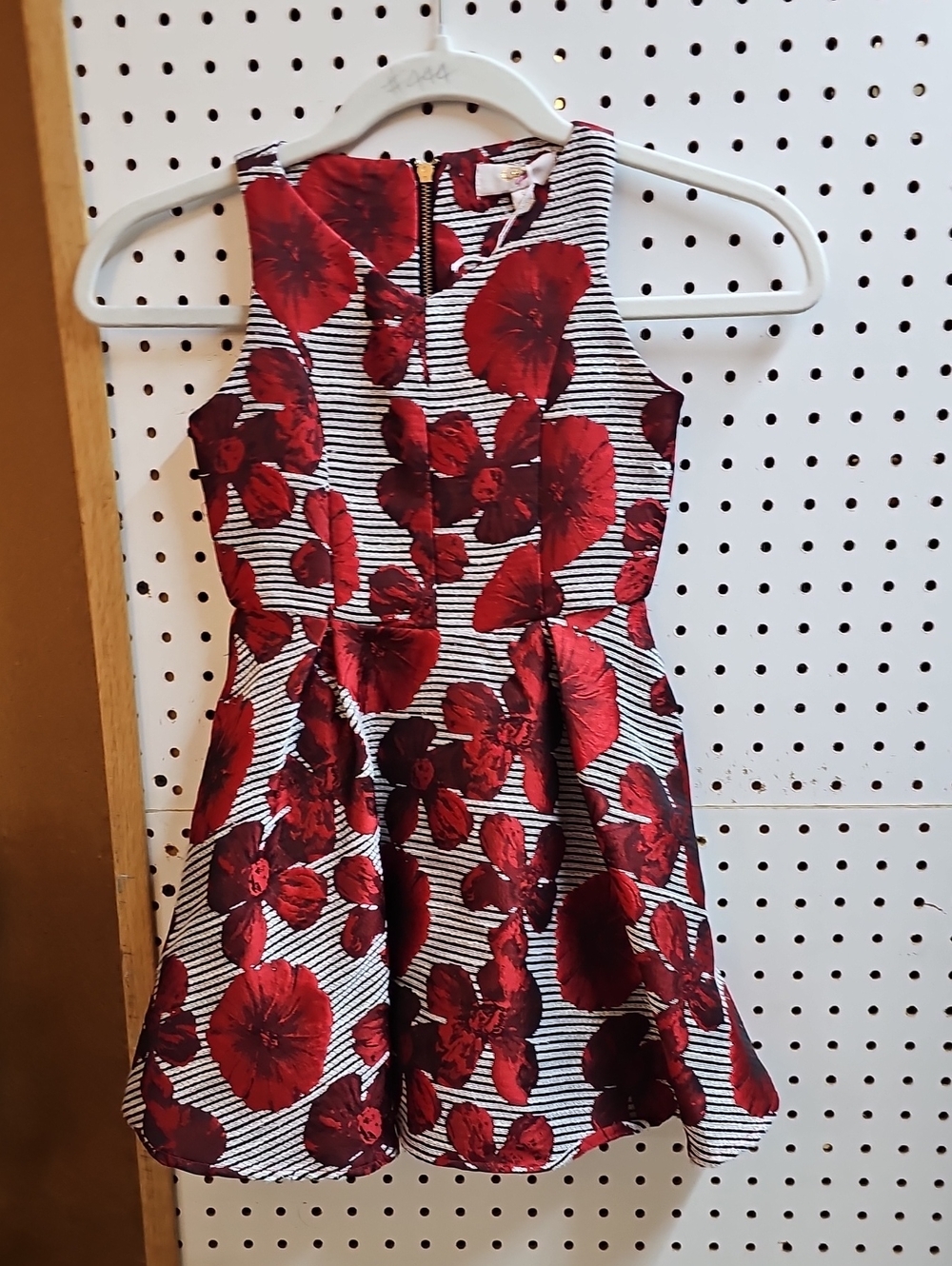 Gianni Bini  Kids Red Floral Fit & Flare Striped Dress